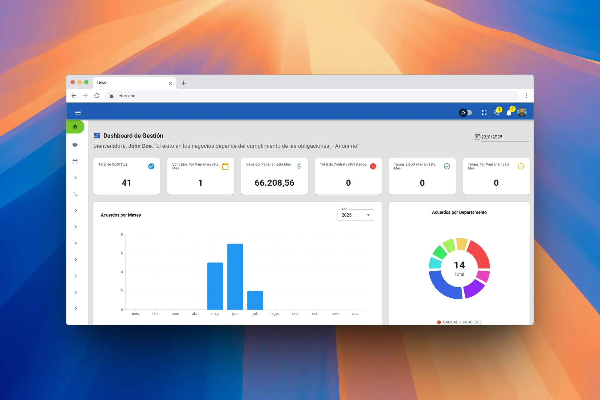 TERCO - A  web application for managing a agreements preview